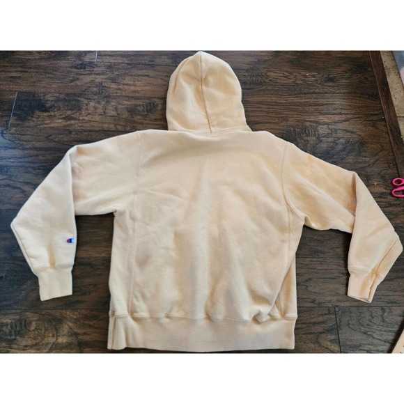 Champion Vtg Reverse Weave Beige orangey Pullover Hoodie Men Large oversized fit - Picture 8 of 9
